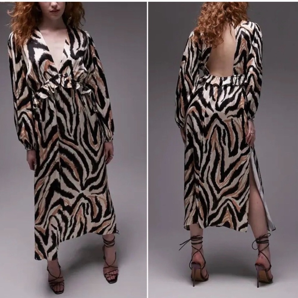 NWT Topshop Riviera Animal print Maxi dress US 6